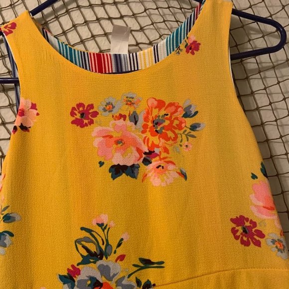 Orange Floral Print Kahn Lucas Girls Dress Size 12 - Picture 2 of 4